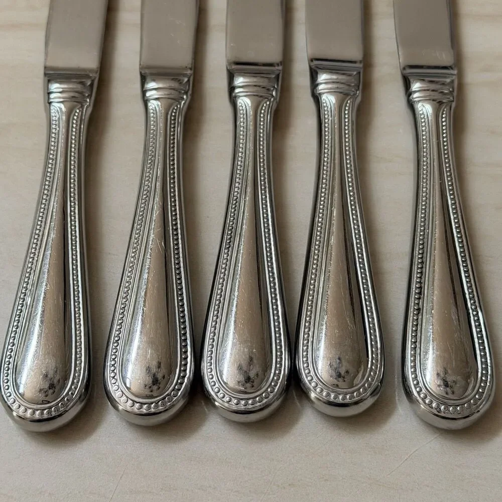 5pc Wallace Continental Bead Steak Knives 9 1/8” Stainless 18/10 China